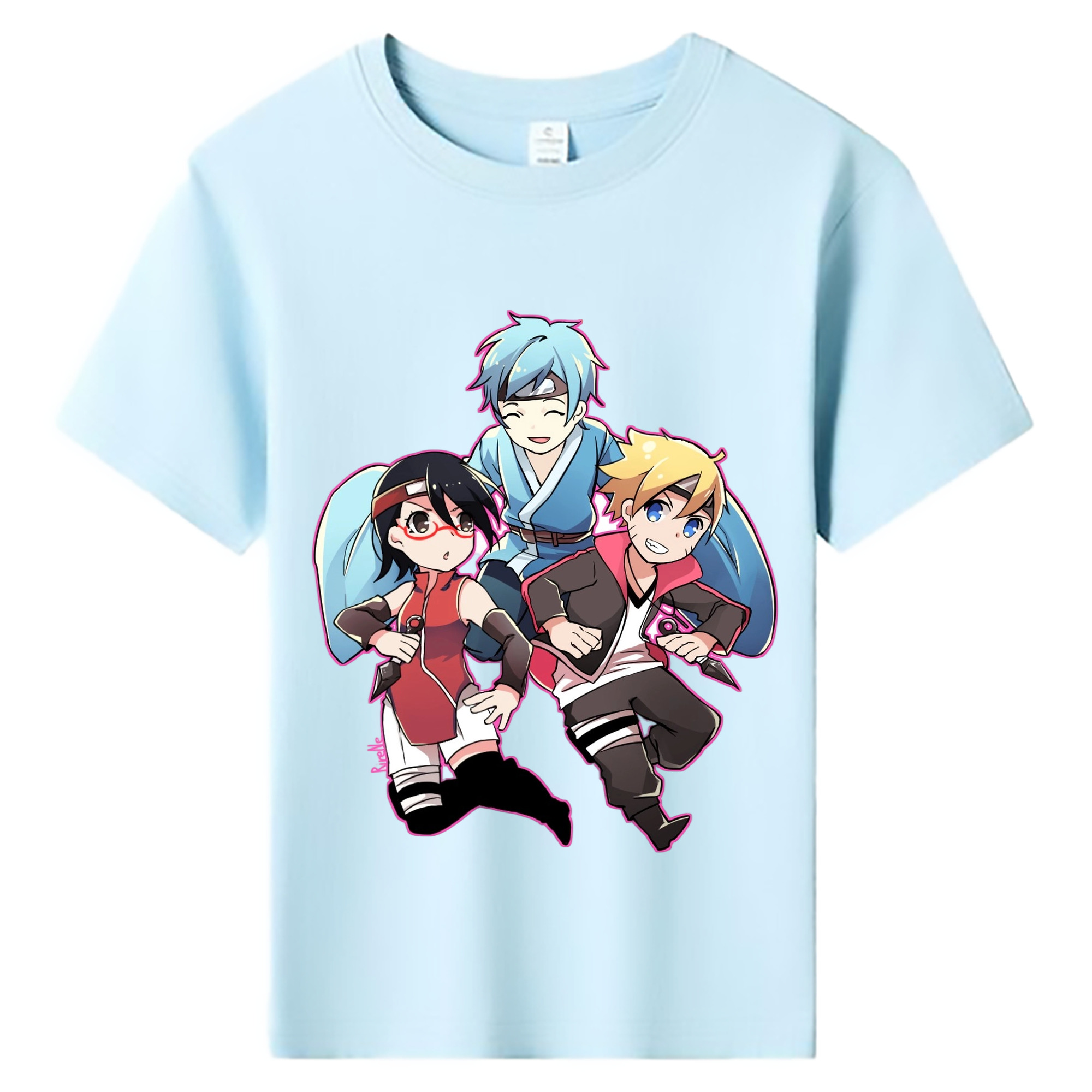 （画像用） NARUTO -ナルト- うちは サラダ Uchiha Sarada 綿100％キッズTシャツ（フロントプリント）
